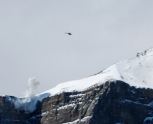 Rundle Mountain bombing by helicopter, Canmore